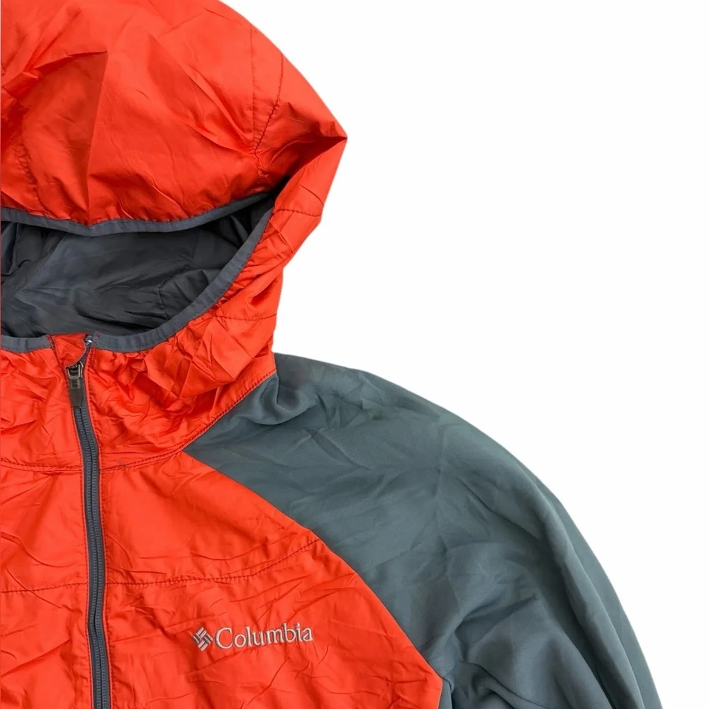 Columbia Men’s Medium Hooded Insulated Hybrid Jacket Red Gray - Picture 3 of 6
